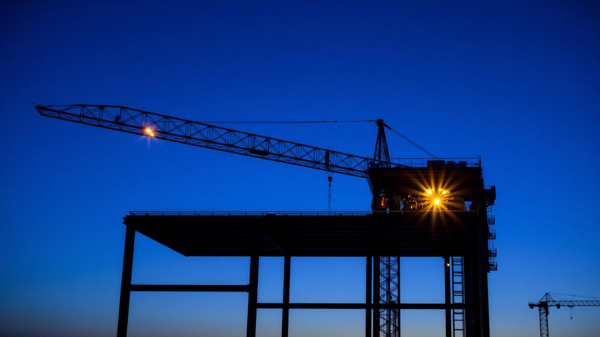 Construction crane at dusk